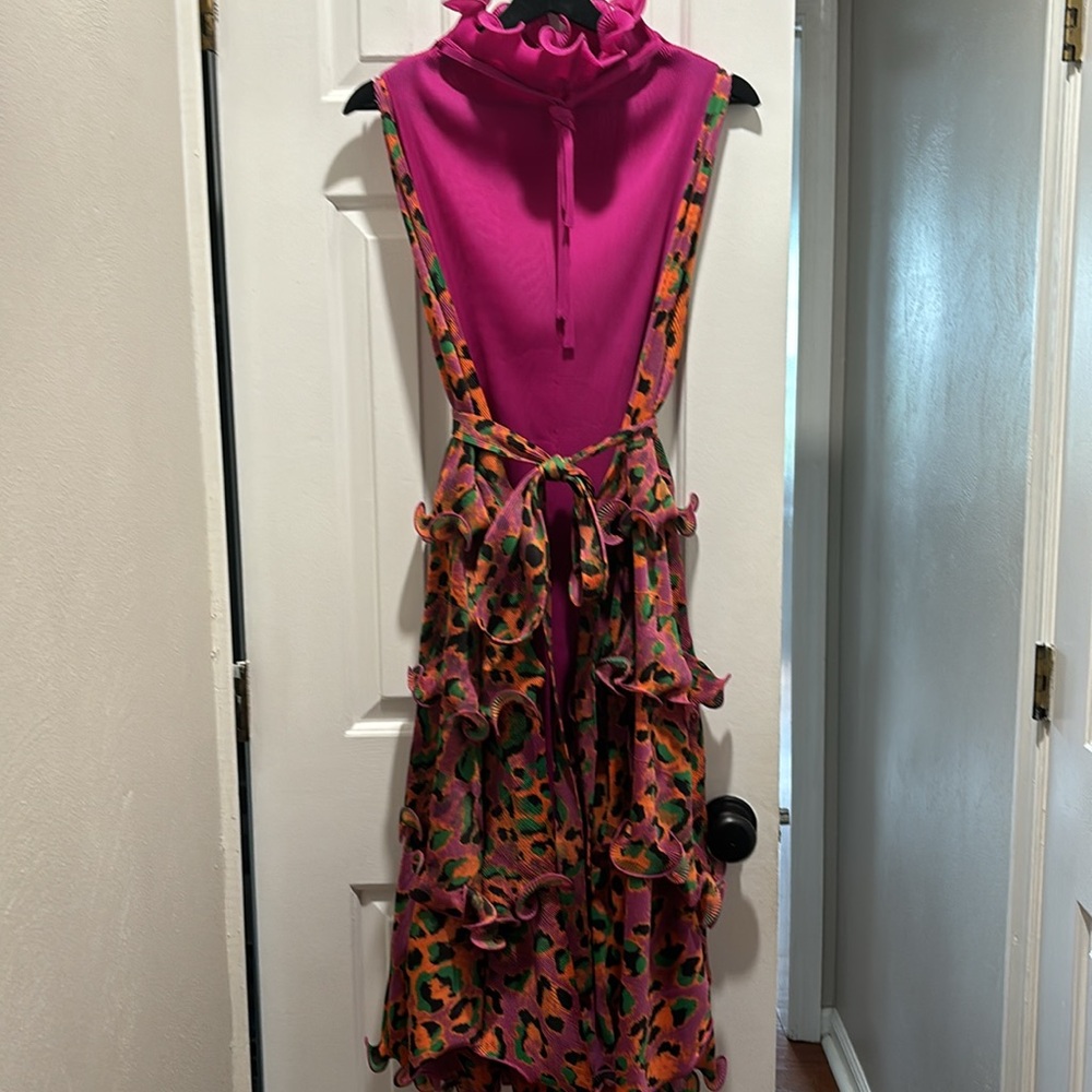 Kelly Obi New York Tata Cheetah Pleated Dress